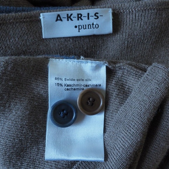 Akris Punto Silk Cashmere Double Layered Cardigan Color Block Blue-Brown - Picture 7 of 12